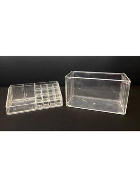 Clear Acrylic Multi-Compartment Makeup Organizer Rectangular Bin Storage Vanity